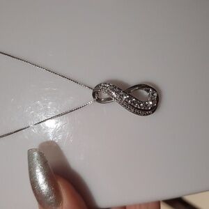 PEOPLES JEWELERS GENUINE WHITE SAPPHIRE INFINITY NECKLACE SOLID STERLING SILVER